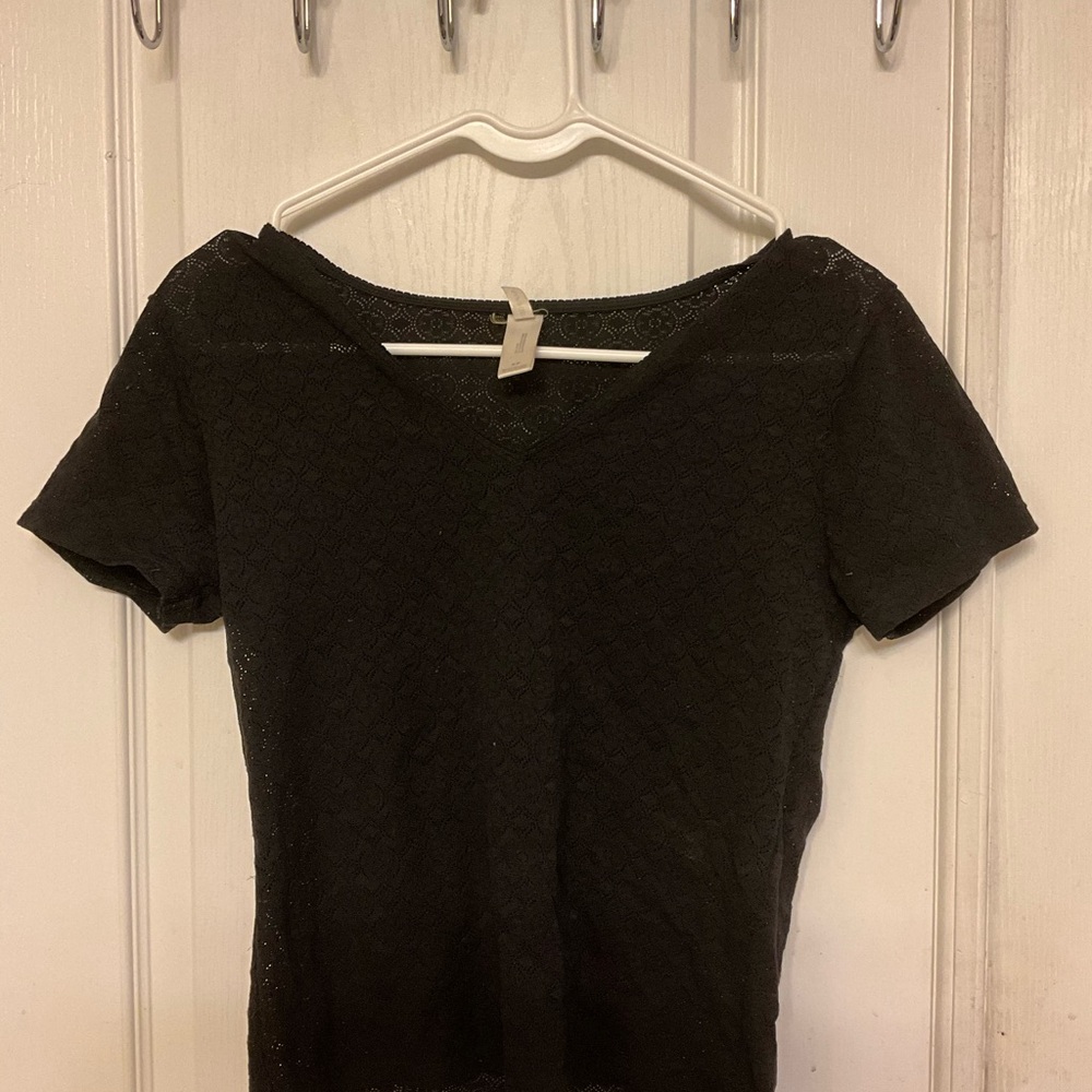 Vintage Fitted‎ Black Short Sleeve Shirt